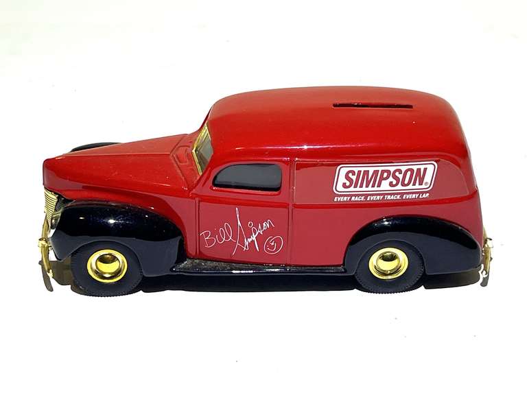 Bill Simpson diecast van coin bank, see pictures for details. image