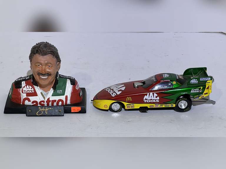 Cruz Pedregon's diecast Pontiac Firebird Funny Car, also includes a John Force bust, this piece is numbered, see pictures for details. image