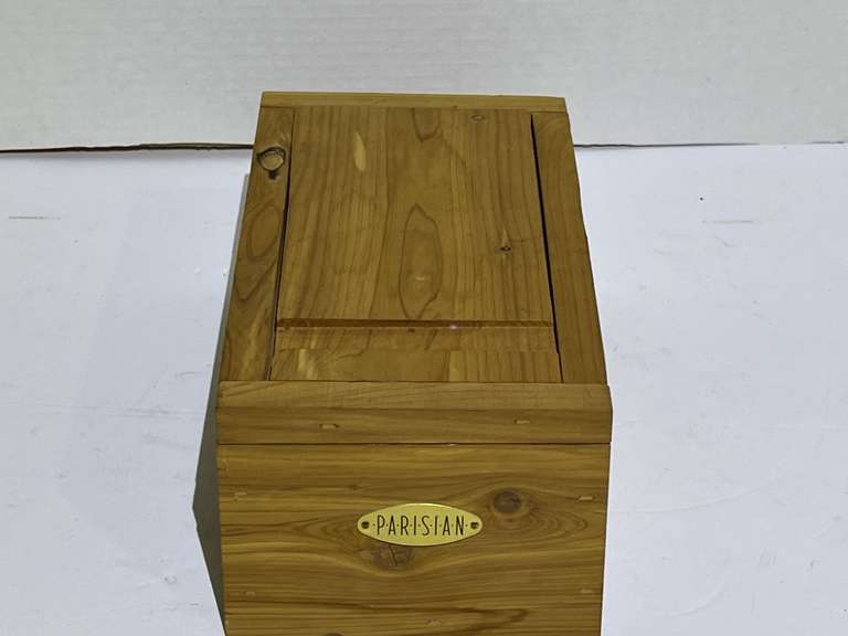 Parisian shoe shine kit with wooden storage box, see pictures for details. image