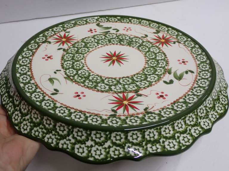 Hand-Painted Divided Serving Platter with Center Bowl