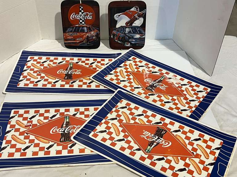Numbered Motorsport Editions Coca-Cola/racing ceramic wall plates, comes with hangers, also includes Coca-Cola placemats, see pictures for details. image
