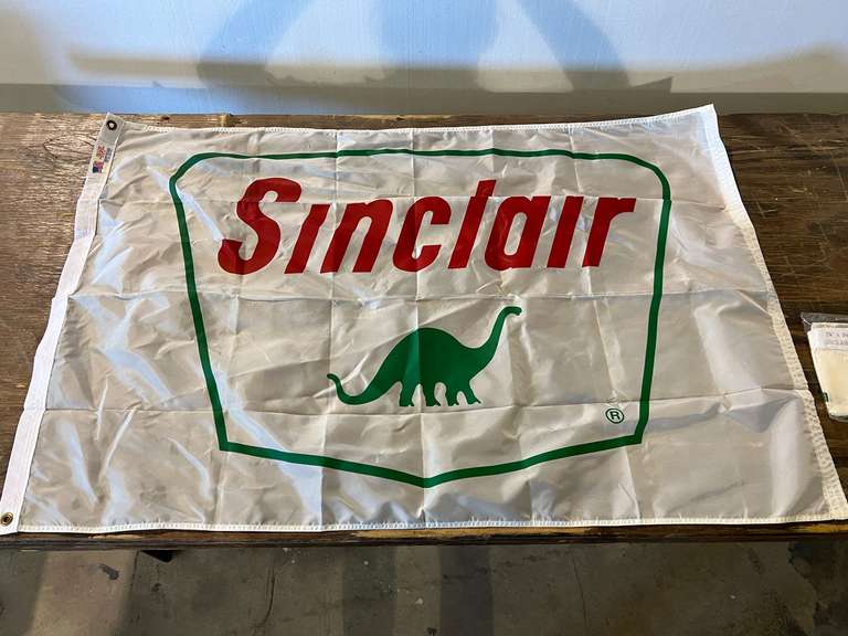 Sinclair flags/banners, two pieces, see pictures for details. image