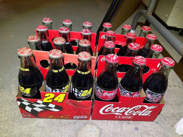 Commemorative 8 oz.Coca-Cola featuring Jeff Gordon, Dale Earnhardt, the 96 Atlanta Olympics, and more, four 6-packs, see pictures for details. image