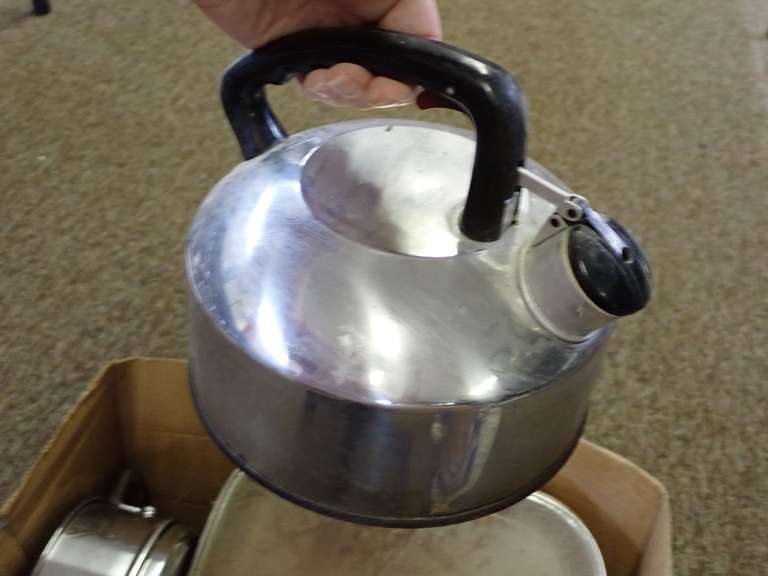 Assorted Cookware: Copper Chef Pan, Stainless Steel Steamer, Kettle