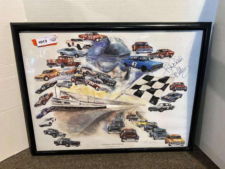 Framed, signed and numbered commemorative print, “Saturday Night Special”, Memories of Middle Georgia Speedway”, 211/1500, autographed by Richard Petty, believed to be authentic, see pictures for details. image
