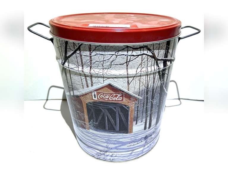Large collectible double handled tin, this piece is signed by Jim Harrison, see pictures for details. image