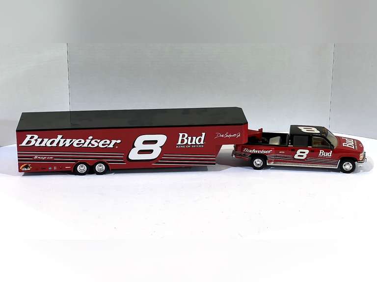 Diecast replica of Dale Earnhardt Jr.'s #8 Budweiser Show  trailer/transport, see pictures for details. image
