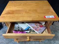 LR… Small one drawer wooden side table, see pictures for details.
