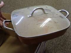 Assorted Cookware: Copper Chef Pan, Stainless Steel Steamer, Kettle