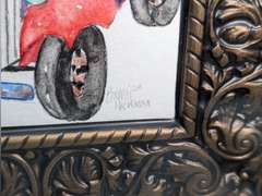 NICELY FRAMED SIGNED ART, OLD TRUCK