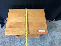 LR… Small one drawer wooden side table, see pictures for details.