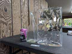 TIFFANY HEAVY CRYSTAL OVAL VASE AND BONUS GLASS VASE / CARAFE