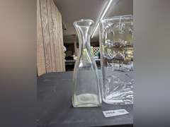 TIFFANY HEAVY CRYSTAL OVAL VASE AND BONUS GLASS VASE / CARAFE