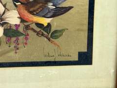 LR… Framed, matted, and signed William J Whiteside art, “Birds On Dogwood”, has gold foil imaging, see pictures for details.