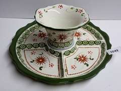Hand-Painted Divided Serving Platter with Center Bowl