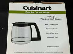 LR… Cuisinart 12 cup replacement coffee carafe, still new in the box, see pictures for details.