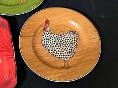LR… Brandon house “Country Quartet” chicken plates, also includes a lovely 222 Fifth Poinsettia Holly plate, five pieces total, see pictures for details.