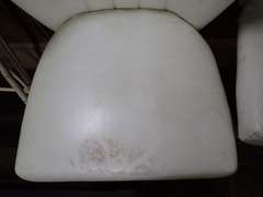 White Vinyl Adjustable Height Stool-  Needs cleaning or recovering