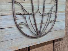 COUNTRY CHIC METAL ART ON WOOD BACKING