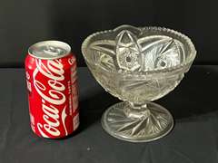 LR… Lovely footed compote, believed to be vintage EAPG glass, see pictures for details.