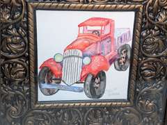 NICELY FRAMED SIGNED ART, OLD TRUCK