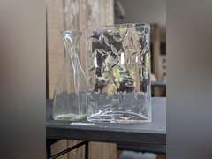 TIFFANY HEAVY CRYSTAL OVAL VASE AND BONUS GLASS VASE / CARAFE
