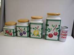 Set of 4 Graduated Kitchenware Ceramic Canisters