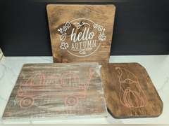PRIMITIVE WOOD HANGING FALL THEME DECOR