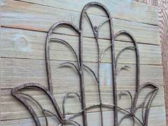 COUNTRY CHIC METAL ART ON WOOD BACKING