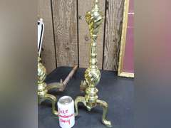 Pair of Decorative Brass Fireplace Andirons