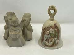 LR… Assorted home decor to include a ceramic Angel candlestick holder, nativity bell, no clapper, and more. See pictures for details.