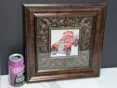 NICELY FRAMED SIGNED ART, OLD TRUCK