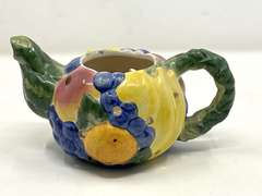 LR…Fitz and Floyd potpourri teapot, top is missing, see pictures for details.