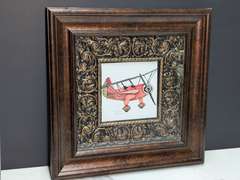 NICELY FRAMED SIGNED ART, OLD AIRPLANE
