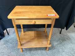 LR… Small one drawer wooden side table, see pictures for details.