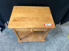 LR… Small one drawer wooden side table, see pictures for details.