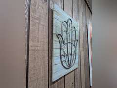 COUNTRY CHIC METAL ART ON WOOD BACKING