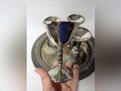 Roma Madrid Silver Plated Cordial Glasses & Silver Plated Tray