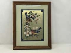 LR… Framed, matted, and signed William J Whiteside art, “Birds On Dogwood”, has gold foil imaging, see pictures for details.
