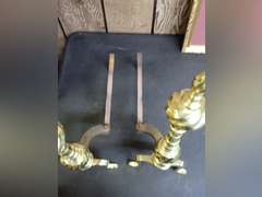 Pair of Decorative Brass Fireplace Andirons