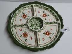 Hand-Painted Divided Serving Platter with Center Bowl