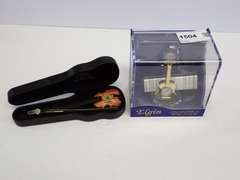 Elgin Collectible Miniature Guitar and Violin Clock Set
