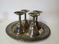 Roma Madrid Silver Plated Cordial Glasses & Silver Plated Tray