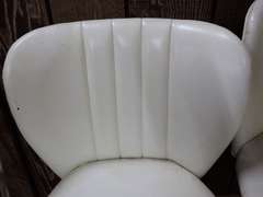 White Vinyl Adjustable Height Stool-  Needs cleaning or recovering