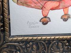 NICELY FRAMED SIGNED ART, OLD AIRPLANE