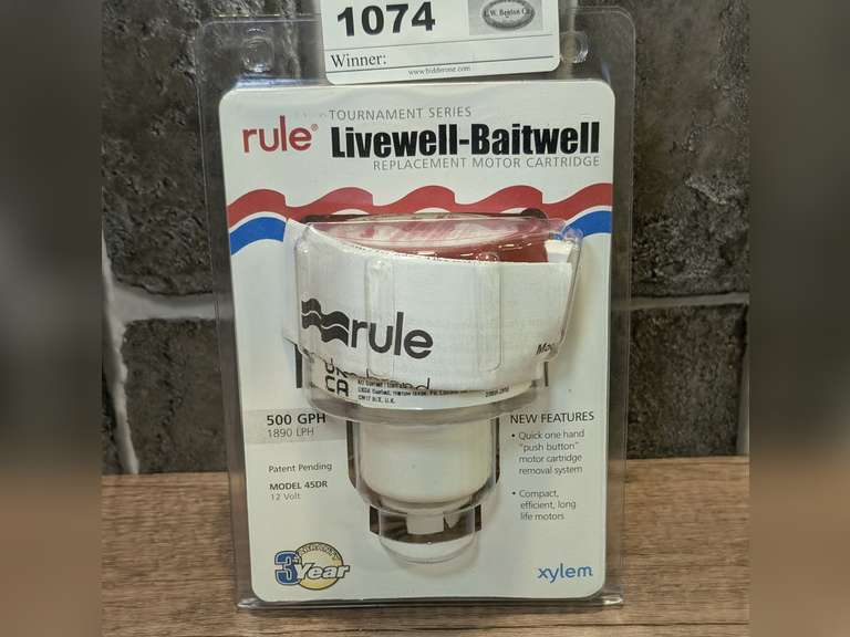 RULE TOURNAMENT SERIES LIVEWELL-BAITWELL REPLACEMENT MOTOR CARTRIDGE IN ORIGINAL PACKAGE image