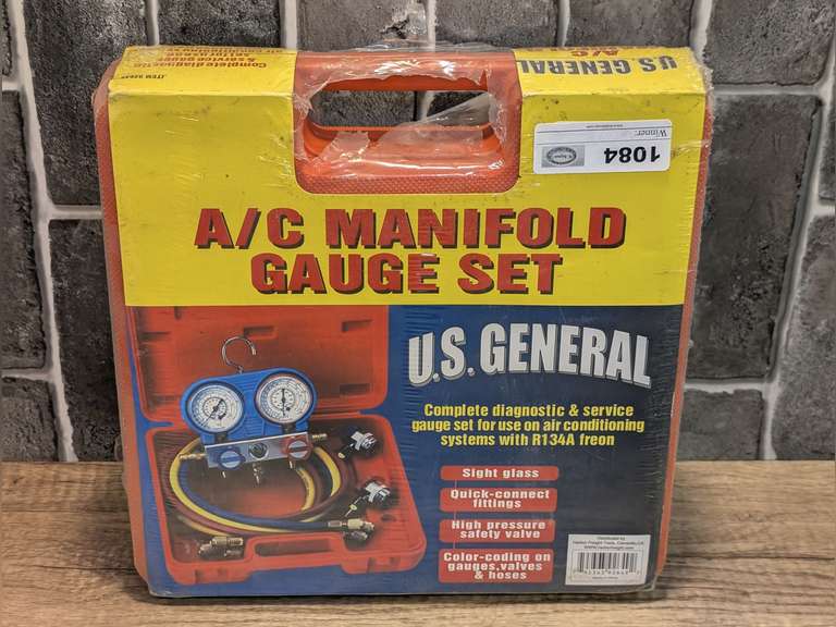 US GENERAL A/C MANIFOLD GAUGE SET IN ORIGINAL PACKAGE image