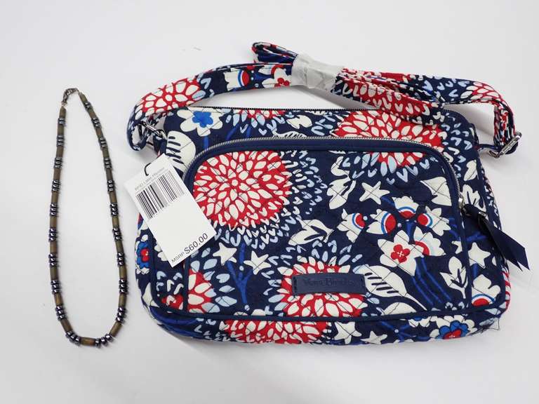 New Vera Bradley RFID Little Hipster Bag with Wood Bead Necklace image