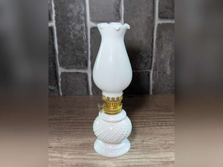 VINTAGE MILK GLASS OIL LAMP image