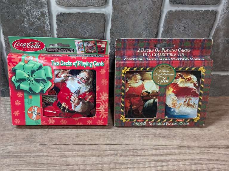 COLLECTIBLE COCA-COLA PLAYING CARDS IN ORIGINAL TINS AND PACKAGES image
